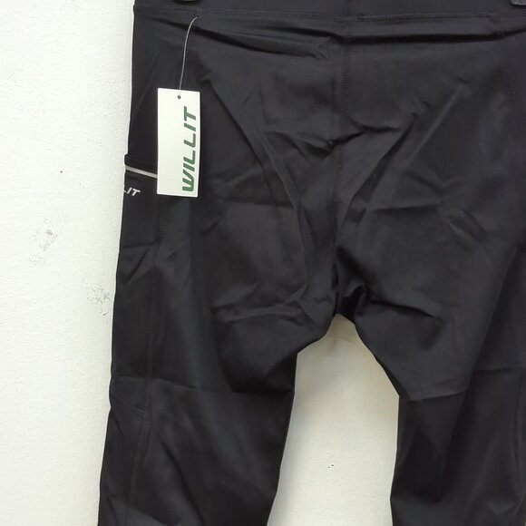 Willit Active Quick Dry Yoga Leggings Mens Pants With Side Pockets Small Black - Picture 7 of 9